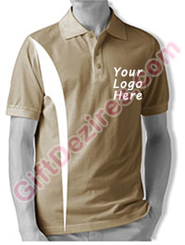 Designer Brown Desert Sand and White Color Logo Custom T Shirts